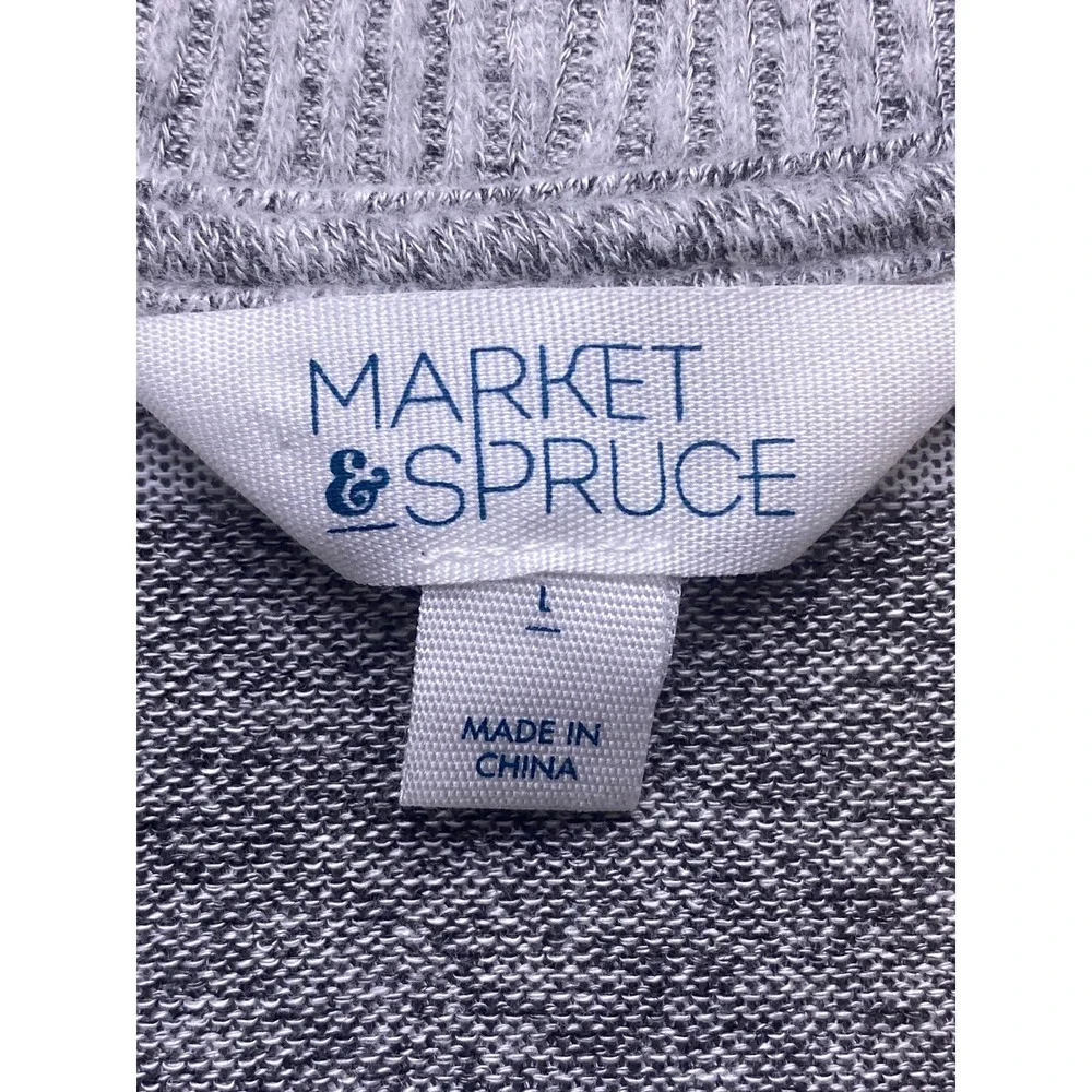 Market & Spruce Sweater Womens Large Striped Open Front Cardigan Rayon Cosy Soft